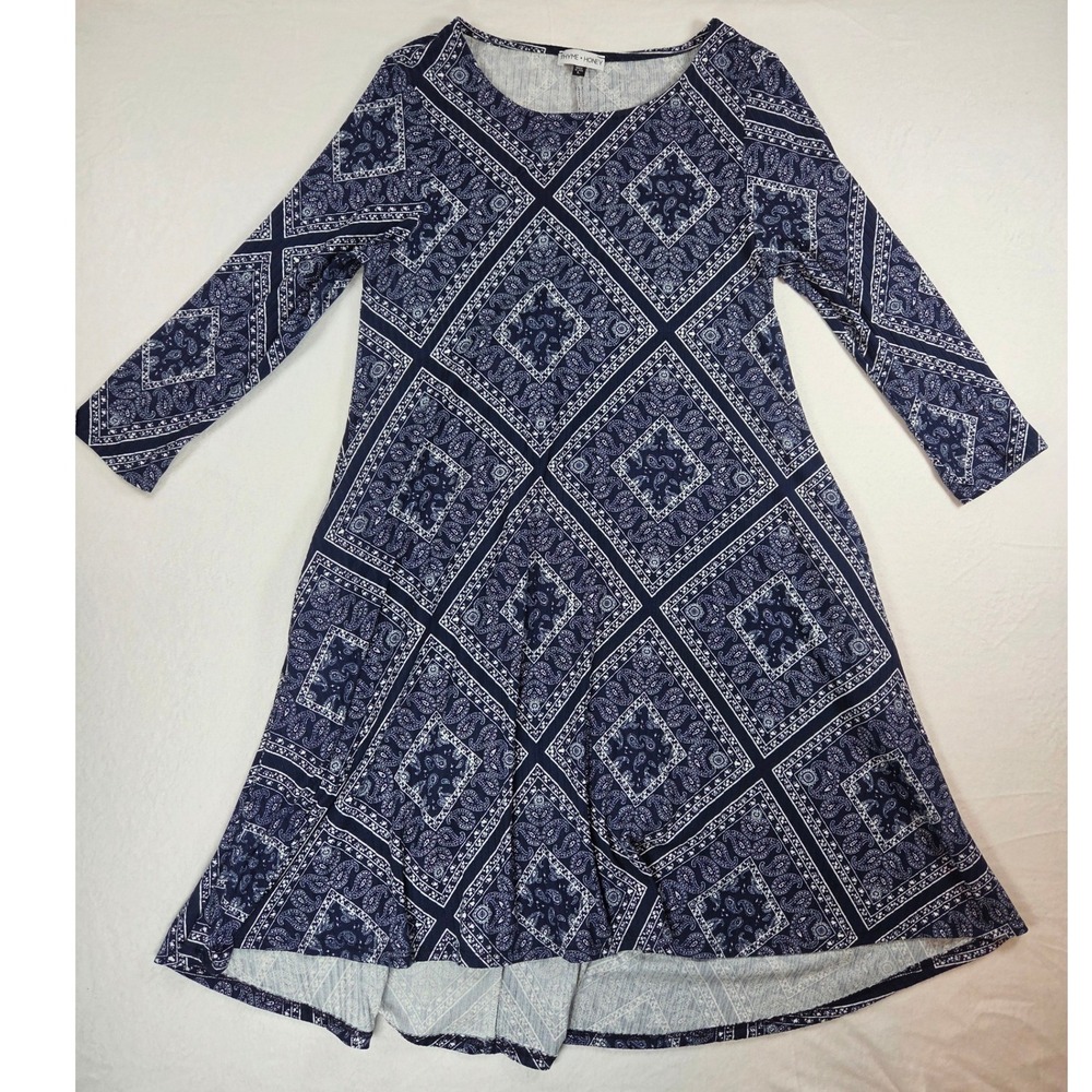 Thyme Honey Midi Long Sleeve t-Shirt Tent Dress Blue Paisley Casual L Western